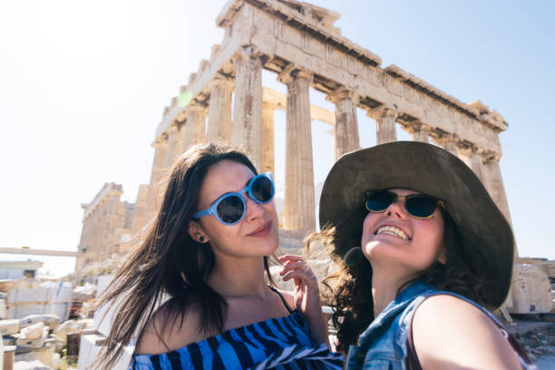 istock Best friends in a vacation in Greece 959884290