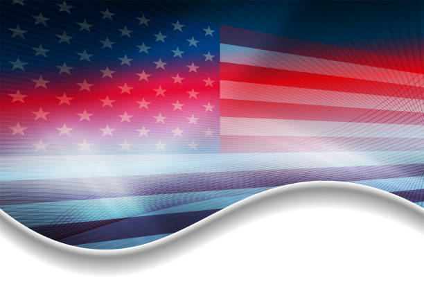 istock Design with a silhouette of the USA flag and light rays. 959888118