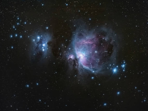 Orion And Running Man Space Nebula M42 M42 - great Orion nebula, Running Man Nebula, Deep Sky Astrophoto, Science hubble space telescope photos stock pictures, royalty-free photos & images