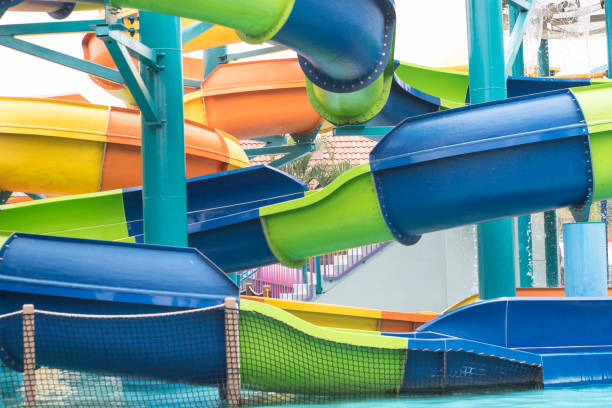 istock Water slide in aqua park for swimming 959897210
