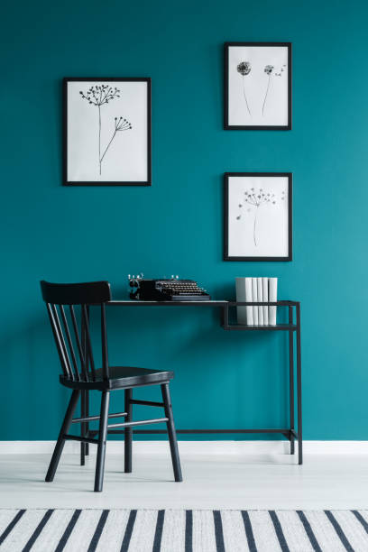 istock Black chair and desk 959898306