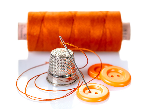 Needles, sewing thread and fabric