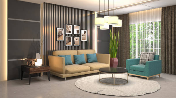 istock Interior living room. 3d illustration 959906442