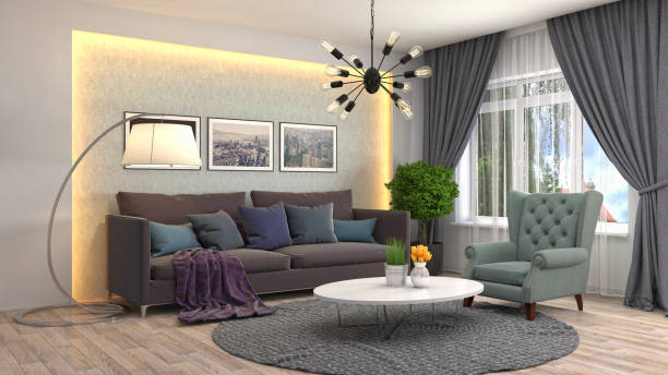 istock Interior living room. 3d illustration 959906502
