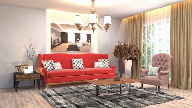 istock Interior living room. 3d illustration 959906630