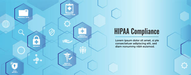 HIPPA Compliance web banner header w Medical Icon Set & text HIPPA Compliance web banner header w Medical Icon Set and text caduceus medical symbol backgrounds stock illustrations