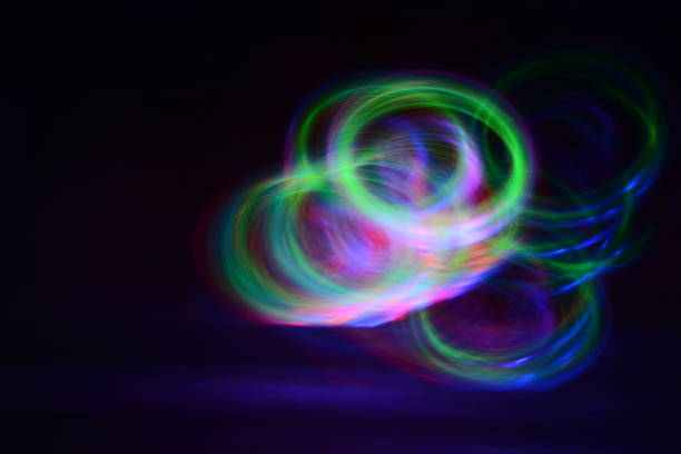 istock Speed of Circle Neon Lights with black copy space background 959909478