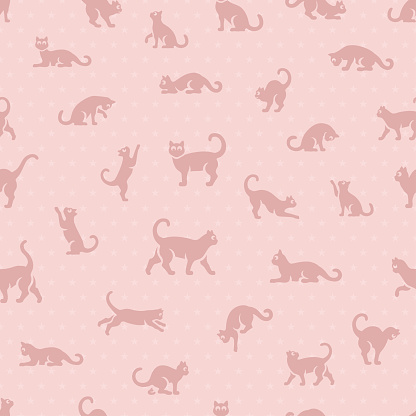 Cute cats seamless pattern