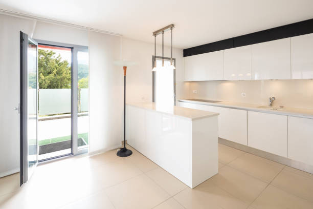 istock Elegant modern white kitchen in apartment 959911720