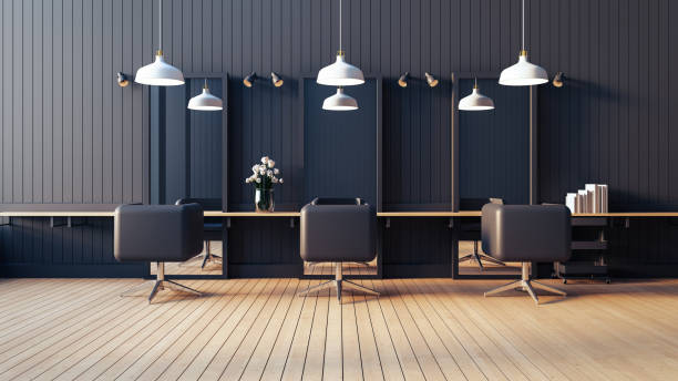 Modern & living salon interior / 3D render image stock photo