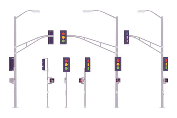 illustrazioni stock, clip art, cartoni animati e icone di tendenza di semaforo impostato - stoplight