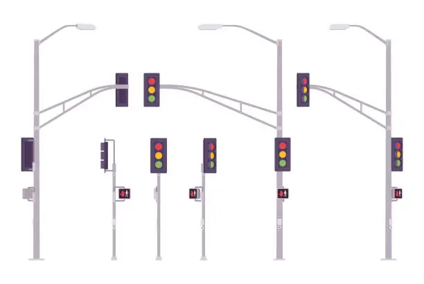Vector illustration of Traffic lights set