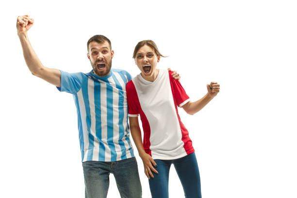 istock The soccer fans celebrating on white background 959927460