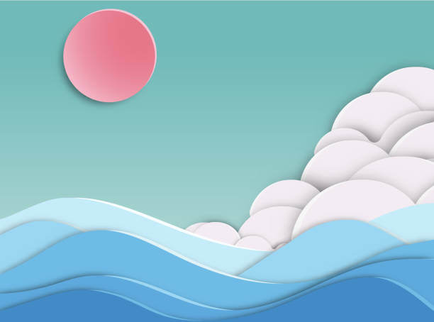 istock beautiful sea background  paper cut style .candy color vector style. 959927530