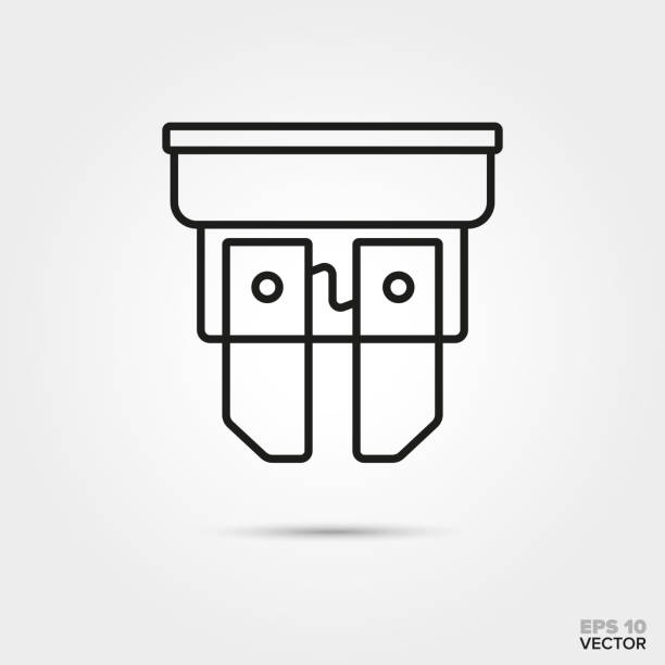 car fuse vector icon car plug fuse vector icon. Automotive parts, repair and service symbol. electrical fuse stock illustrations