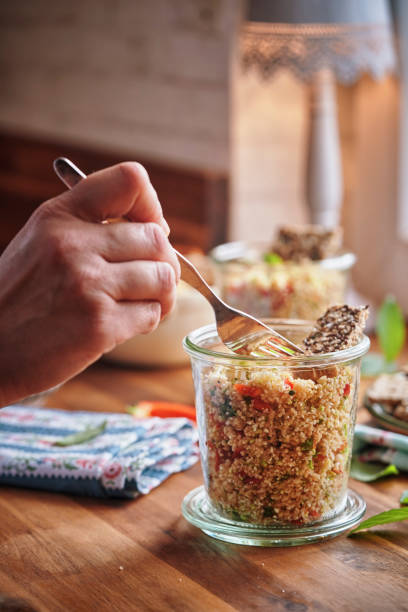 istock Couscous with Paprika, Tomato, Fresh Mint and Crispbread 959929786