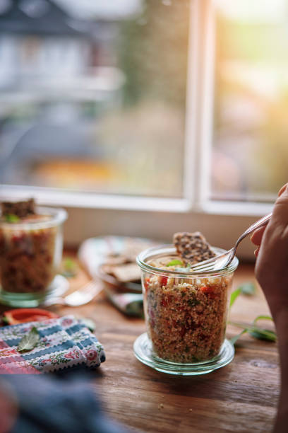 istock Couscous with Paprika, Tomato, Fresh Mint and Crispbread 959929794