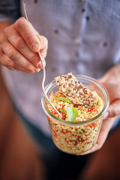 istock Couscous with Paprika, Tomato, Fresh Mint and Crispbread 959929796