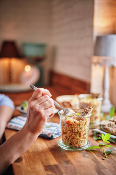 istock Couscous with Paprika, Tomato, Fresh Mint and Crispbread 959929810