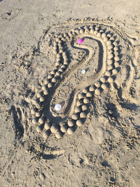 istock Track for marbles on the beach 959937544