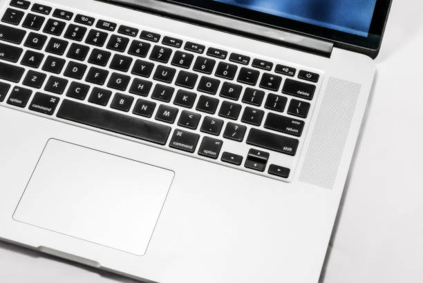 istock Laptop gray metallic, open, keyboard. 959942674