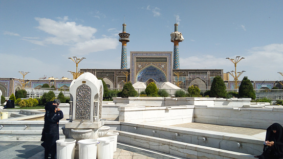 Mashhad, Iran, may 13, 2018: Haram complex and the Imam Reza Shrine, the largest mosque in the world by dimension in the holiest city in Iran - Mashhad.