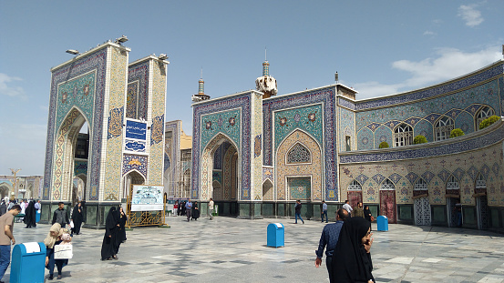 Mashhad, Iran, may 13, 2018: Haram complex and the Imam Reza Shrine, the largest mosque in the world by dimension in the holiest city in Iran - Mashhad.