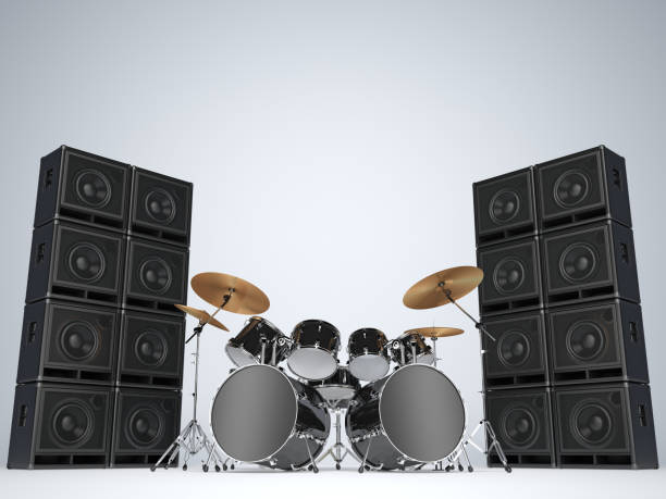 istock Drum kits and guitar amps 959951800