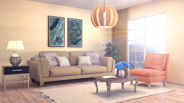 istock Interior living room. 3d illustration 959957236