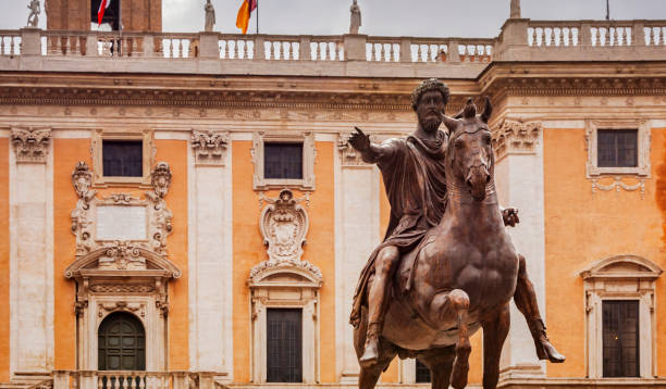 istock equestrian bronze statue of Marcus Aurelius in Rome 959965110