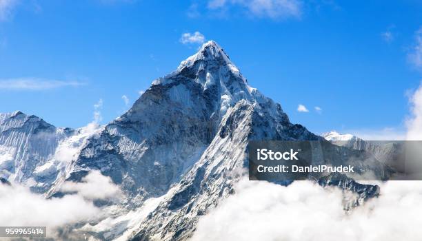 Mount Ama Dablam Within Clouds Way To Everest Base Camp Stock Photo - Download Image Now