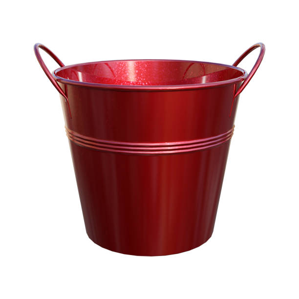 istock 3D illustration red bucket on white 959966662