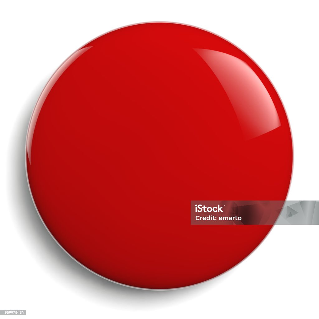 Red Round Blank Red Button Red Button Round Icon Isolated on White Background Campaign Button Stock Photo