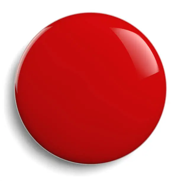 Red Button Round Icon Isolated on White Background