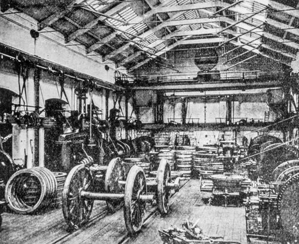 istock Steam train wheels being manufactured in Derby, UK 959979226