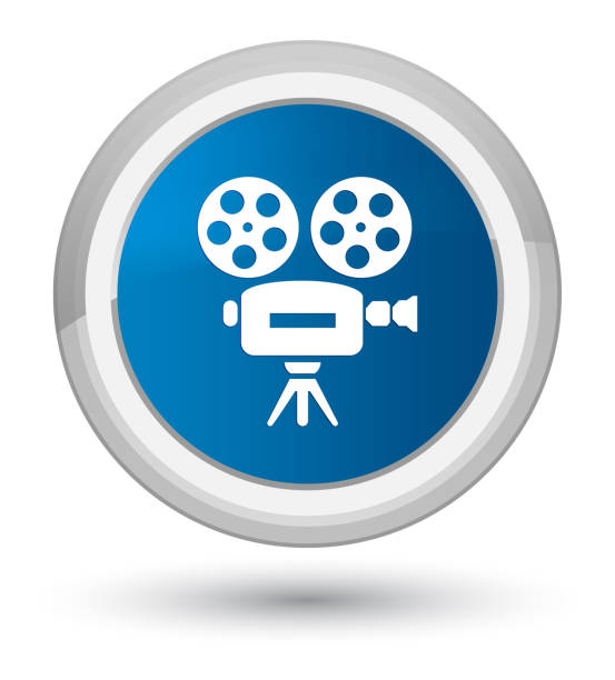 攝像機圖示主藍色圓形按鈕 - prime video 幅插畫檔、美工圖案、卡通及圖標