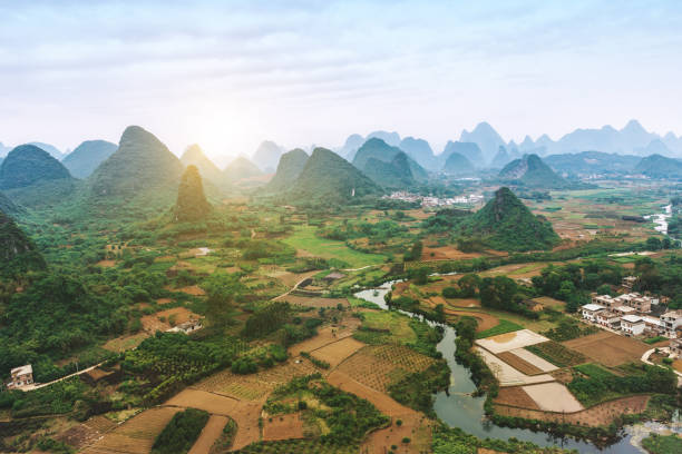 istock aerial view over Karst Mountain Range in Guilin 959983614