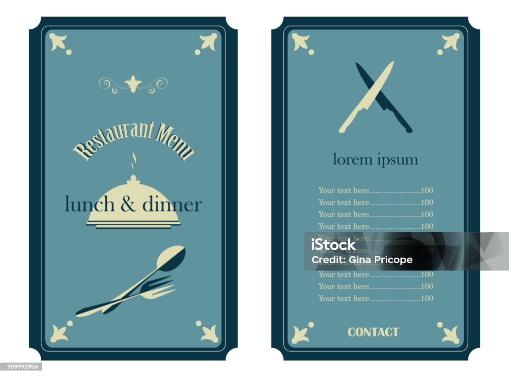 Menu Back Pattern Front Back Vintage Menu Cover Stock Illustration - Download Image Now ...