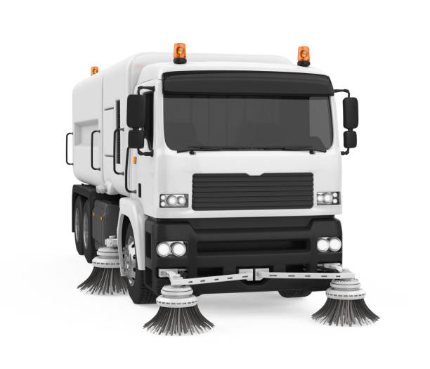 Street Sweeper Machine Isolated Street Sweeper Machine isolated on white background. 3D render street sweeper stock pictures, royalty-free photos & images