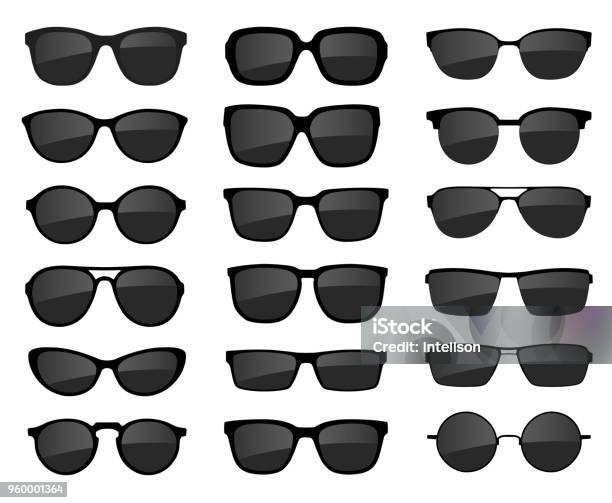 Ilustración de Un Juego De Vasos Aislados Iconos En Vector Gafas Modelo Gafas De Sol Gafas Aislados Sobre Fondo Blanco Varias Formas Stock Vector y más Vectores Libres de Derechos de Gafas de sol