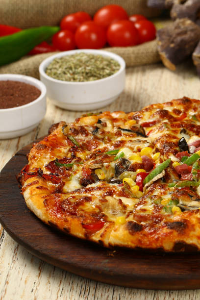 istock Pizza pepperoni with black olives 960004602