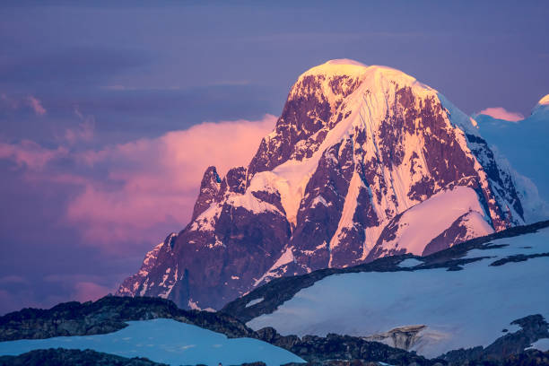istock Antarctic mountain on the colorful sky background 960012768