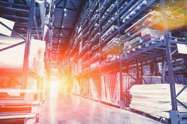 istock Logistics concept. Huge industrial warehouse, business shipping and cargo storage for export, pallets with goods 960016300