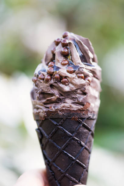 istock Double Chocolate Ice Creams with Black Waffle Cones 960021554