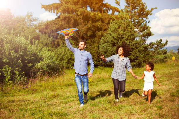 istock Family with flying kite in park 960024584