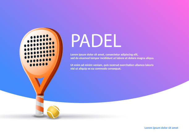 plakat raquet padel tenis - racket stock illustrations