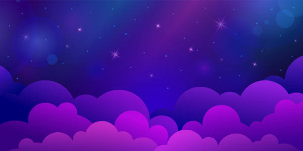 Night sky with cloud and star Night sky with cloud and star. Dark blue and violet space, horizontal illustration background dark blue sky clouds stock illustrations