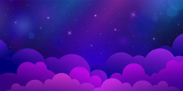 Vector illustration of Night sky with cloud and star