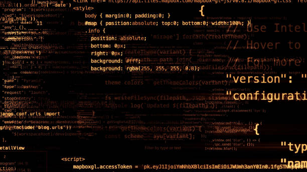 istock 3D rendering of abstract blocks of code located in the virtual space 960039686