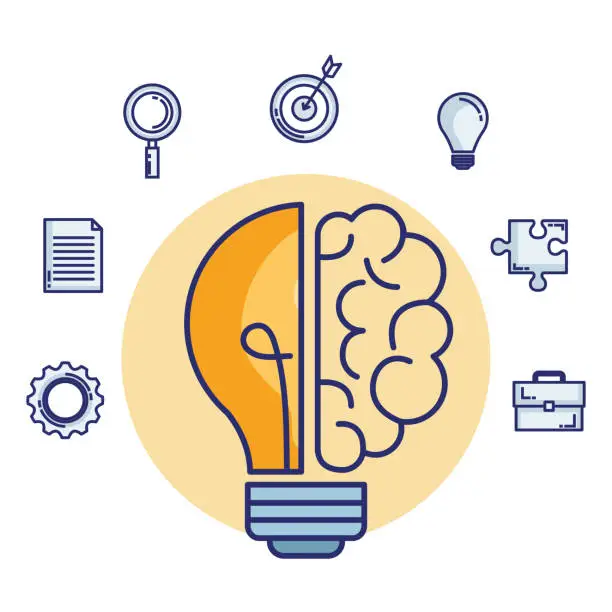 Vector illustration of bulb and brain creative ideas